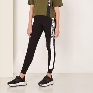 Love moschino Logo Stripe Sweatpants Pants Black Size 44